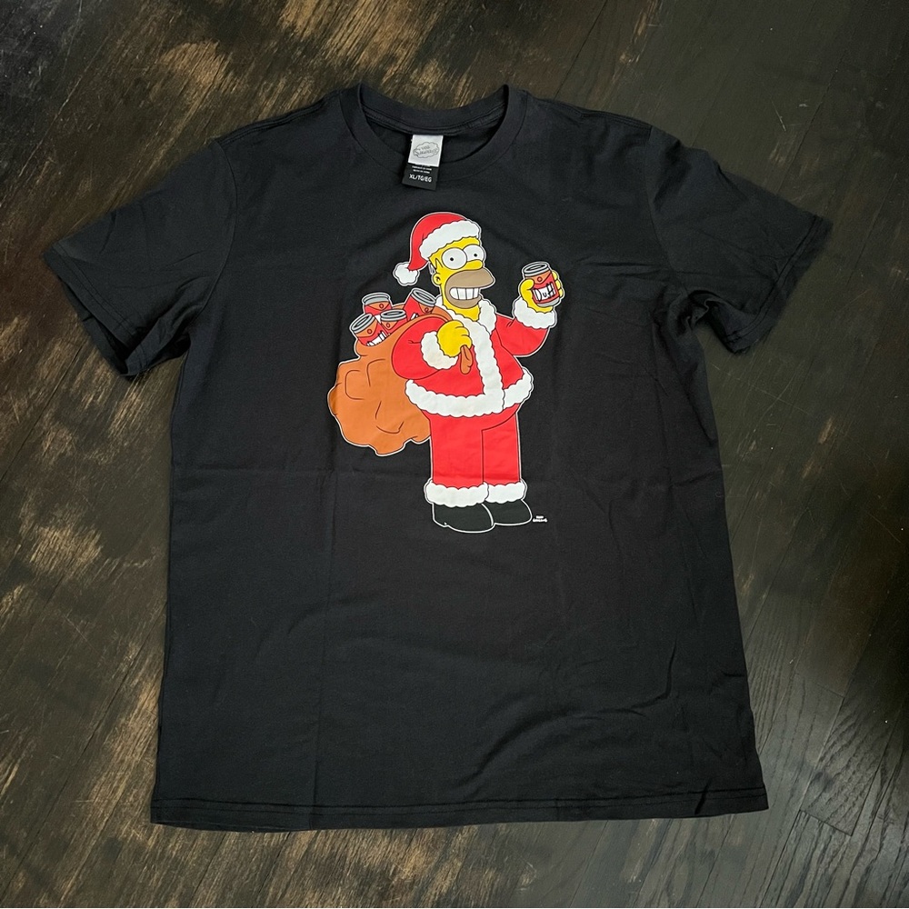 Men’s The Simpsons Holiday Christmas Homer Simpson as Santa Claus T-Shirt XL